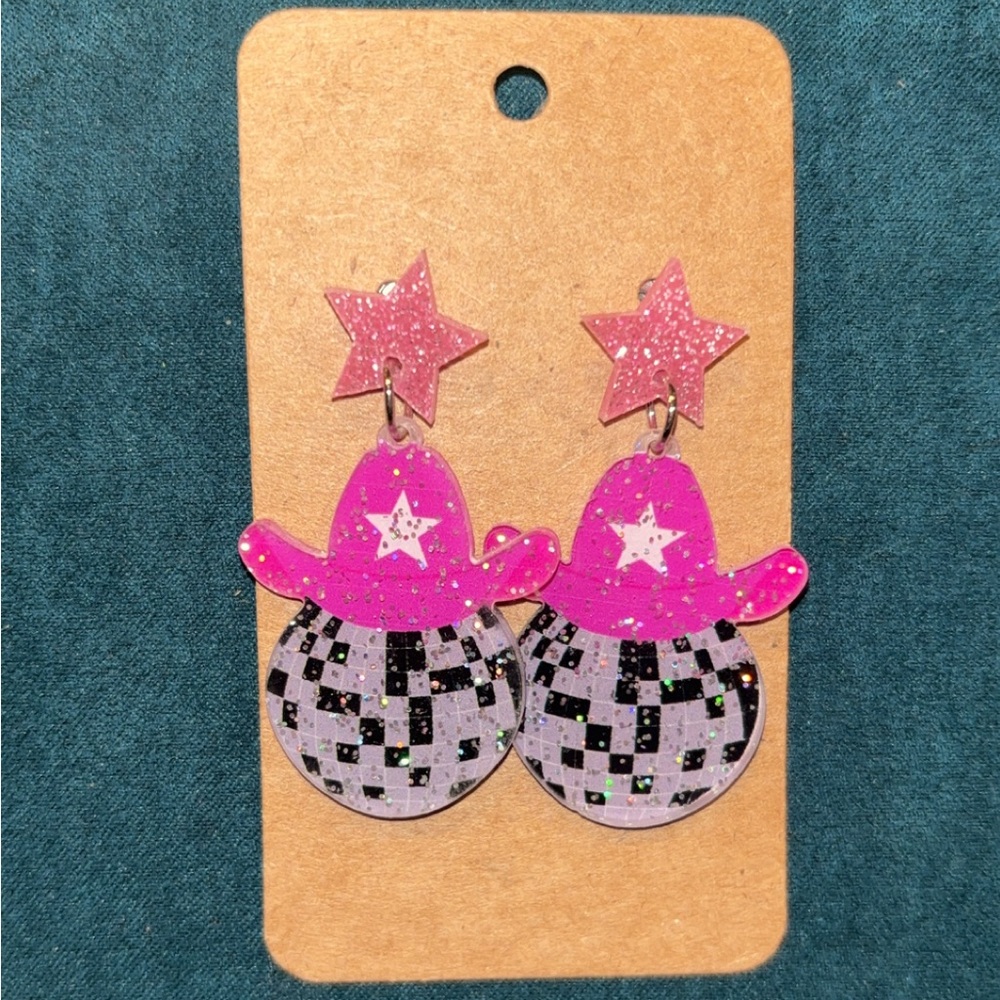 Cowboy disco ball earrings